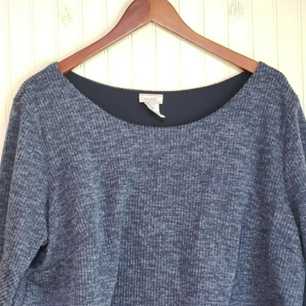 Moci By Purple Rain Dress Womens 3XL Blue 3/4 Sleeve Boat Neck Knit Knee Length